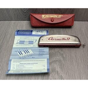 Vintage Hohner Chrometta 12 Chromatic Harmonica Key C Made in Germany w/ Case